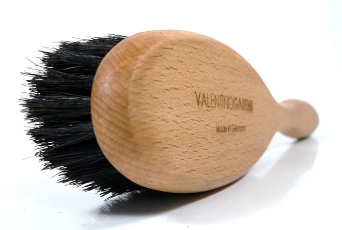 Valentino Garemi Clothes Brush – Boar Bristle Garment Brush for Suits, Jackets & Wool – Removes Lint, Dust & Pet Hair – Wooden Handle – Made in Germany