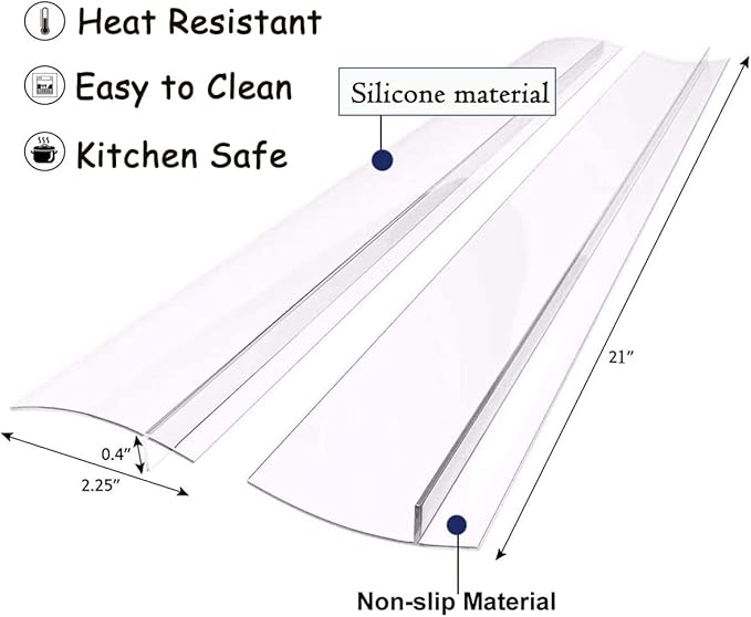 Silicone Gap Covers, (2 PCS) Silicone Stove Gap filler Stopper Kitchen Stove Gap Covers - Flexible Stove Counter Gap Cover, Food Grade (21 Inches, Semi Clear)