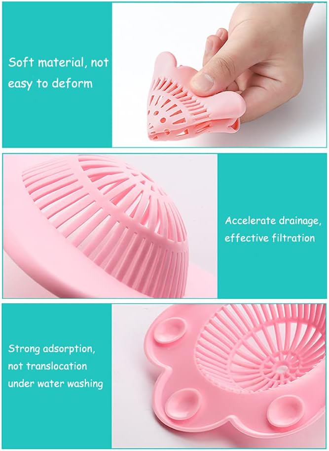 4PCS Drain Hair Catcher Shower Drain Covers Durable Silicone Hair Stopper,Bathtub and Shower Drain Protectors for Bathroom Bathtub and Kitchen