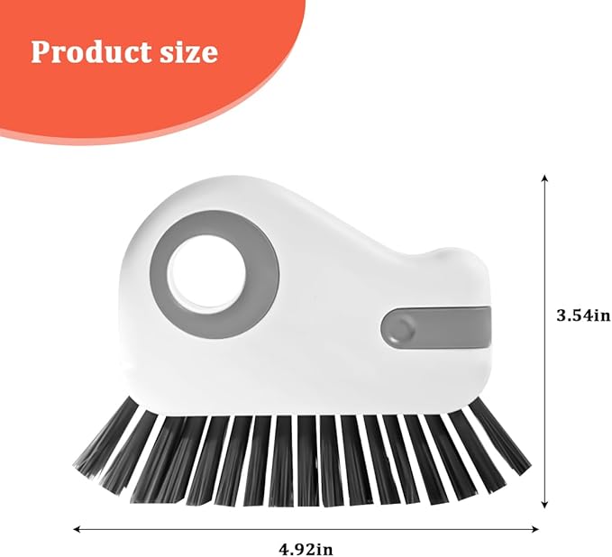 2PCS Car 2 in 1 Groove Cleaning Brush, Multifunctional Vehicle Window Track Cleaner Tool with Hidden Scraper, Auto Crevice Gap Grout Scrub Brush for Sliding Door Track, Universal Fit (Gray)