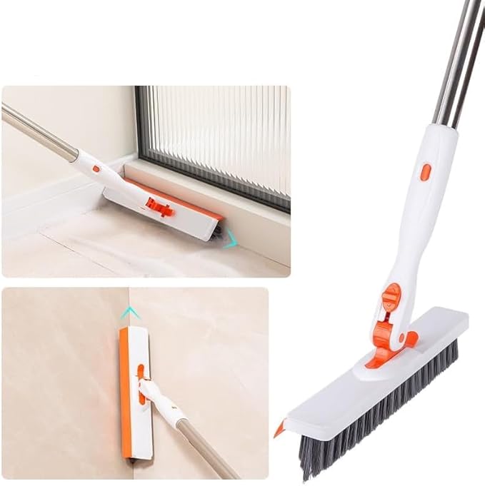 53''Grout Cleaning Brush with Long Handle,Grout Cleaner Brush for Tile Floors ,2 in 1 V-Grout Scrubber for Crevice, Tile Line, Shower, Kitchen, Bathroom