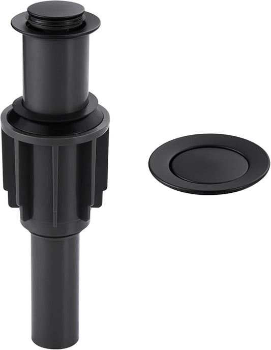 ALEASHA Pop Up Sink Drain Without Overflow, Bathroom Sink Drain Vessel Sink Stopper Pop Up Sink Drain Stopper, Pop Up Drain for Bathroom Sink Drain Strainer for Hair Catcher, Matte Black