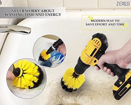 3 Pcs Drill Brush Attachments for Cleaning - Drill Brush Scrubber Set with Nylon Bristles, 2/3.5/4 in Heads, 1/4" Hex Shaft - Versatile for Bathroom Tile, Car Wheels, Garage Floors & Deep Grout Lines