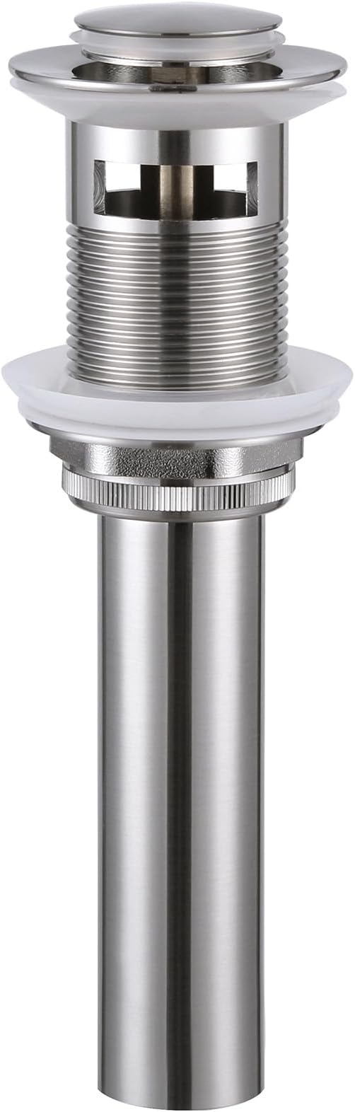 Angle Simple Bathroom Sink Drain with Overflow, Brass Pop Up Sink Drain Stopper Brushed Nickel