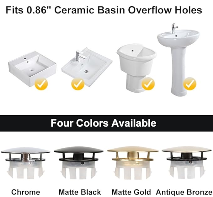 Sink Overflow Ring 2 Pack Brushed Nickel Bathroom Vanity Sink Overflow Cover Insert in Round Trim Cap Brass Material