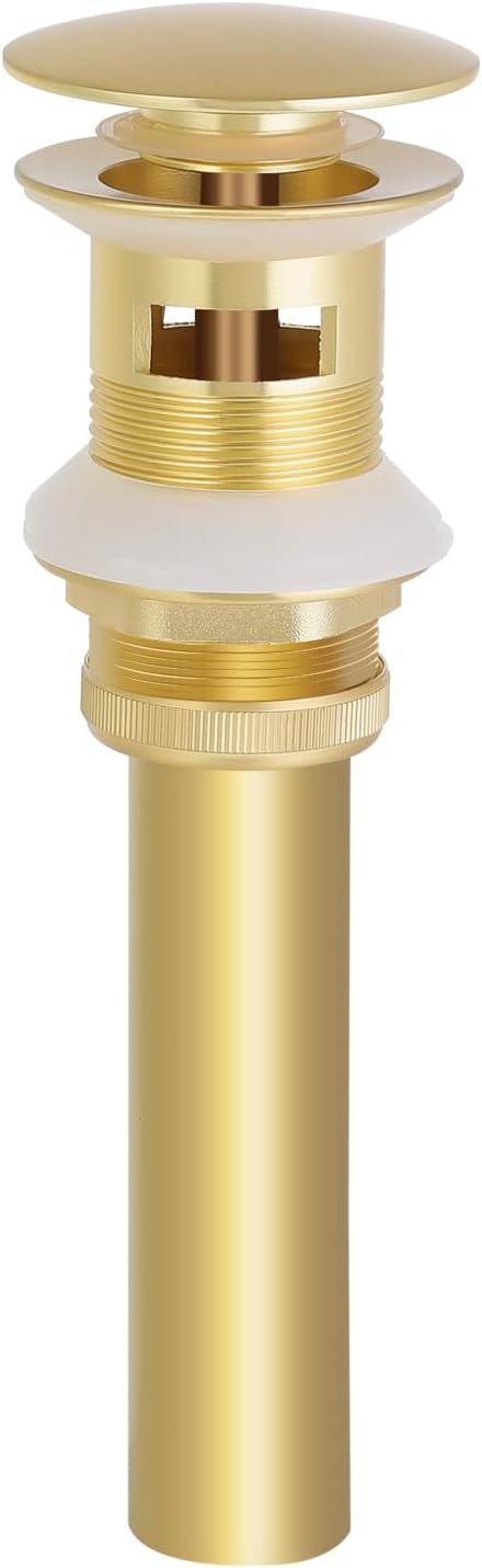 Bathroom Sink Drain Stopper, Pop Up Drain Vessel Sink Assembly with Overflow, Brushed Gold