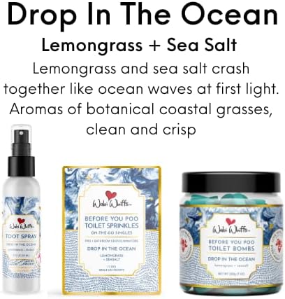 Wabi Whiffs Fizzing Toilet Bombs – Drop In The Ocean | Natural Bathroom Deodorizer | Odor Eliminator Tablets For Freshness & Cleanliness | Eco-Friendly Septic Safe Tablets | 60 Count |