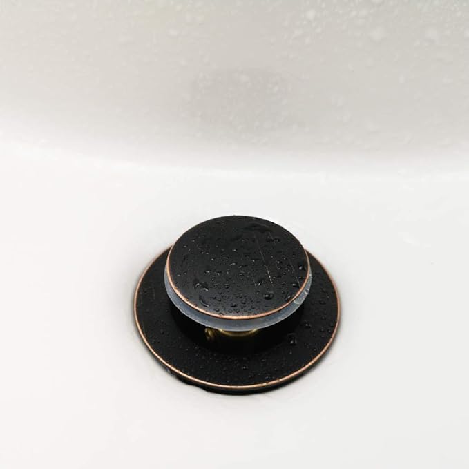 Purelux Pop up Drain Stopper for Bathroom Faucet Vanity or Vessel Sink Bathroom Drain Assembly No Overflow, Oil Rubbed Bronze