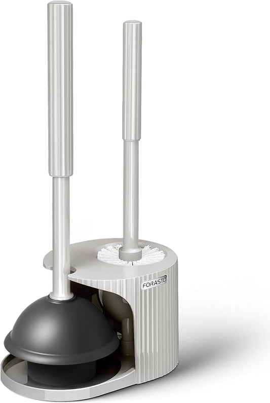 2 in 1 Toilet Plunger and Brush Set,Extended Handle Plunger,Toilet Bowl Brush Plunger Set,Bathroom Cleaning Tools,Cleaning Brush,Toilet Brush Plunger Combo,Light Grey（20.8inch）