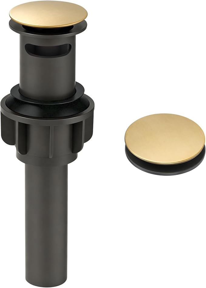 Pop Up Drain with Overflow, ARCORA Brushed Gold Bathroom Sink Drain, Pop Up Drain for Vessel Sink