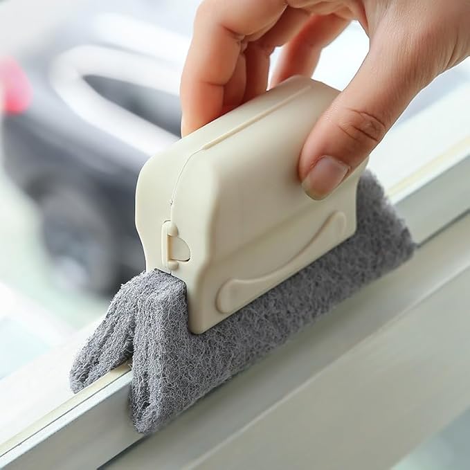 Multi-Functional Window Track Cleaner - Window Groove Cleaning Brush Tools with Corner Scraper & Detachable Brush, Portable for Crevice - Sill Scrub Brush Tool for Bathroom, Kitchen Tiles, Door Slots
