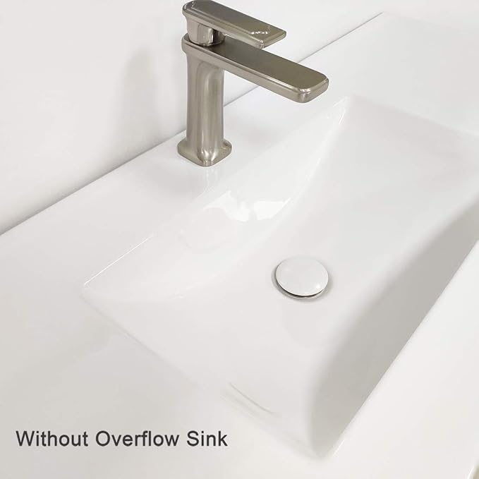 Vessel Sink Drain Without Overflow, White Pop-Up Drain with Basket Stopper, Bathroom Vanity Ceramic Brass Strainer Hair Catcher, Anti-Clogging Brushed Nickel, Porcelain Cap