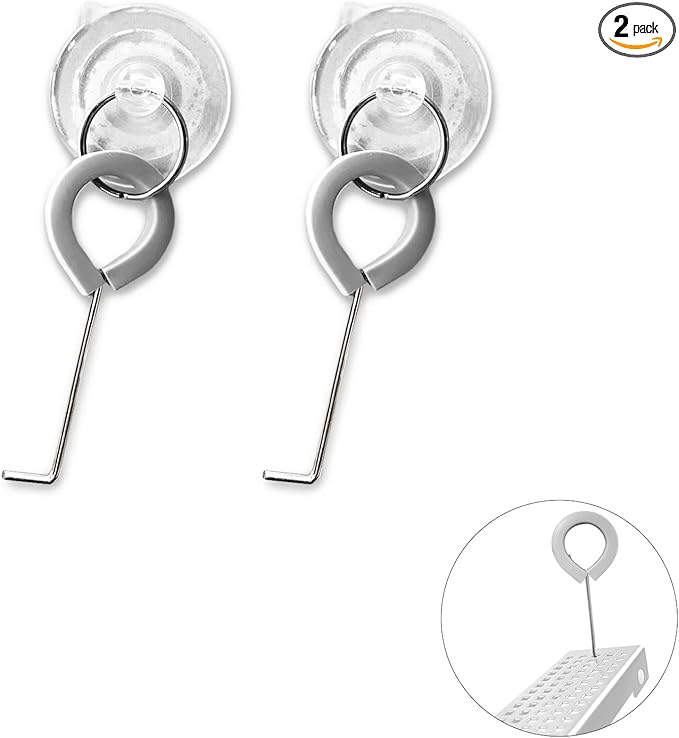 2-Pack Shower Drain Hooks for Drain Cover Removal, Assists with Linear Drain Grate Removal and Clean, Stainless Steel Silicone Protector Extractor Tool.(Gray)