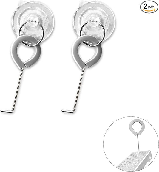 2-Pack Shower Drain Hooks for Drain Cover Removal, Assists with Linear Drain Grate Removal and Clean, Stainless Steel Silicone Protector Extractor Tool.(Gray)