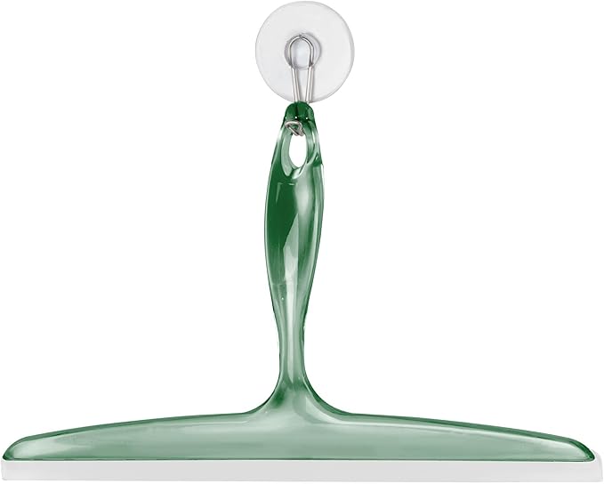 iDesign Bathroom Plastic Shower Squeegee with Wall Hook - Clear/Green