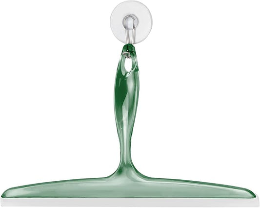 iDesign Bathroom Plastic Shower Squeegee with Wall Hook - Clear/Green