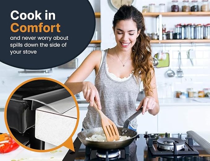 Linda's Essentials Silicone Stove Gap Covers (2 Pack), Heat Resistant Oven Gap Filler Seals Gaps Between Stovetop and Counter, Easy to Clean Stove Gap Guard (21 Inches, Clear)