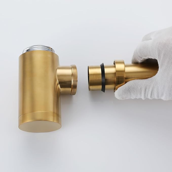 RANDOM Dark Gold Brass Contemporary Round Bottle P Trap 1 1/4,Basin Sink Waste Drain P Trap Kit Champagne Bronze.RD-83888-CB