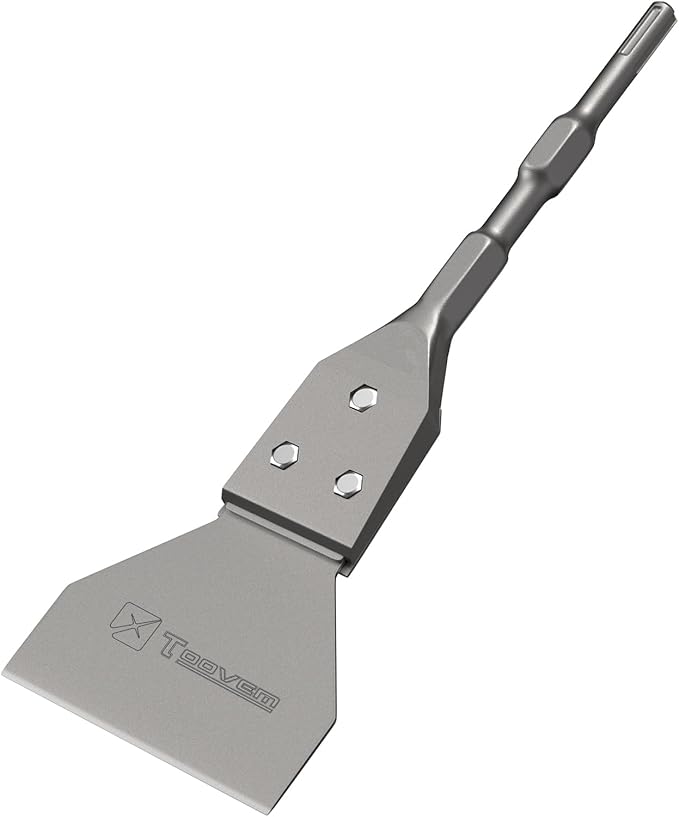 SDS Plus Floor Scraper, TOOVEM 4 Inch Wide Tile Thinset Scaling Chisel, Adhesives Remover Tool Chisel Bit for SDS Plus Rotary Hammer Drill