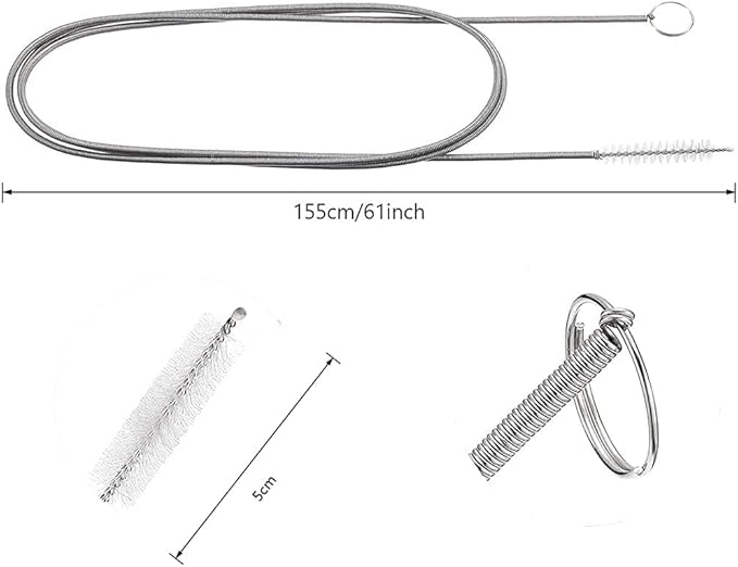 Extra Long Pipe Tube Cleaner Fridge Drain Pipe Dredging Tool Flexible Drain Brush Skinny Tube Spiral Cleaning Brush Drinking Straw Cleaner Brush Nylon Spring Aquarium Filter Brush 155CM (2)
