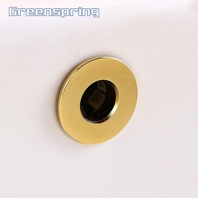 Bathroom Sink Basin Trim Overflow Cover Brass Insert In Hole Round Caps Cover Idea Gold Finish