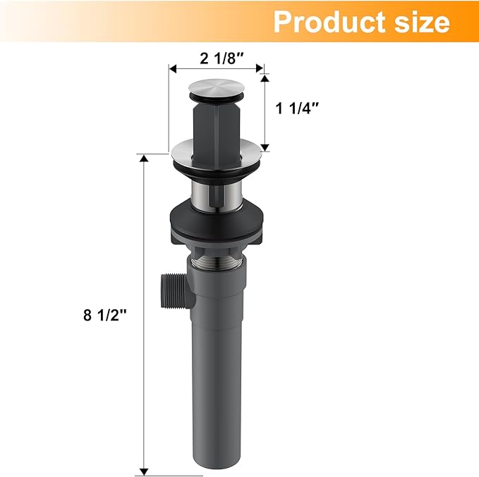 Pop-up Sink Drain Stopper with Lift Rod - Universal Bathroom Sink Drain Kit for Lavatory & Vanity Sink with Overflow, Fit Most US Drains (Brushed Nickel)