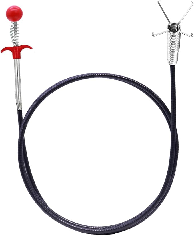 Upgraded Drain Snake 61" with Hook, Plumbing Snake Auger Tool, Sink Snake Drain Clog Remover for Bathroom Sink, Shower, Kitchen, Bathtub, Multi-Size with Grip, Flexible for Tight Spaces Industrial Use