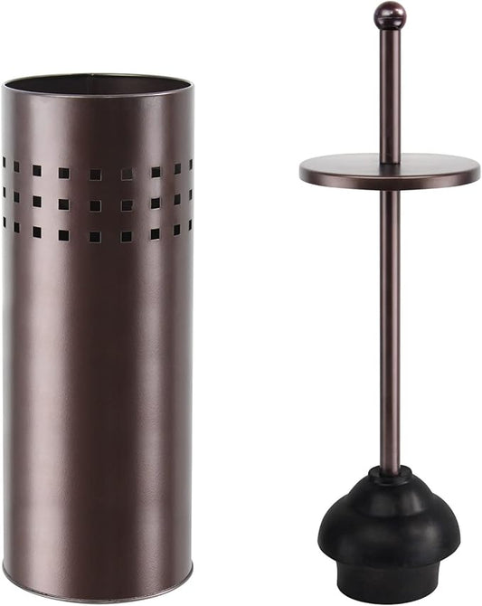 Blue Donuts Toilet Plunger with Holder for Bathroom, Multi Drain Suitable Also for Bathtubs, Quick Dry, Bronze