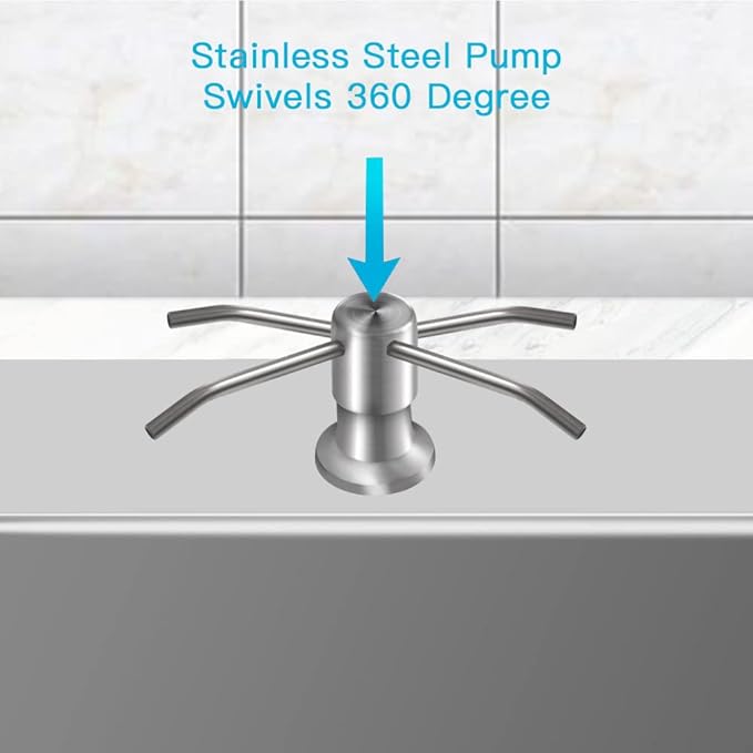 OHiHi Dish Soap Dispenser for Kitchen Sink (Brushed Nickel), Countertop Sink Soap Dispenser Water Pump with 47” No-Spill Extension Tube Kit Design for Kitchen Bathroom, No More Refills （Sliver）