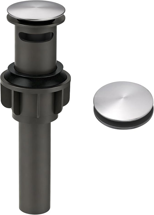 ARCORA Bathroom Sink Drain Brushed Nickel Pop Up Drain with Overflow Vanity Vessel Sink Clicker Drain Stopper