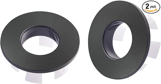 BWE Matte Black Sink Basin Trim Overflow Cover for Kitchen and Bathroom Vanity Sink Solid Brass Vessel Insert in Hole Round Caps Pack of 2