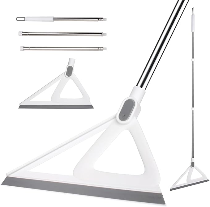 Multifunction Silicone Broom，Squeegee Broom Sweeping Water and Pet Hair，Rubber Magic Broom Sweeper for Floor Bathroom Kitchen Shower，Rugs，Glass Windows（White）