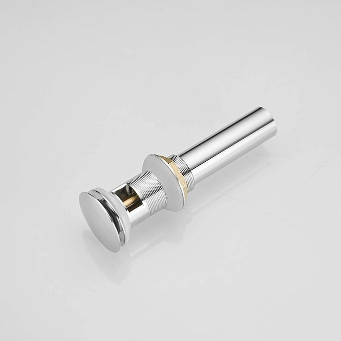 BWE Chrome Pop Up Sink Drain with Overflow Fits Standard Sink Hole 1-1/2" to 1-3/4" Bathroom Faucet Vessel Vanity Drain Stopper