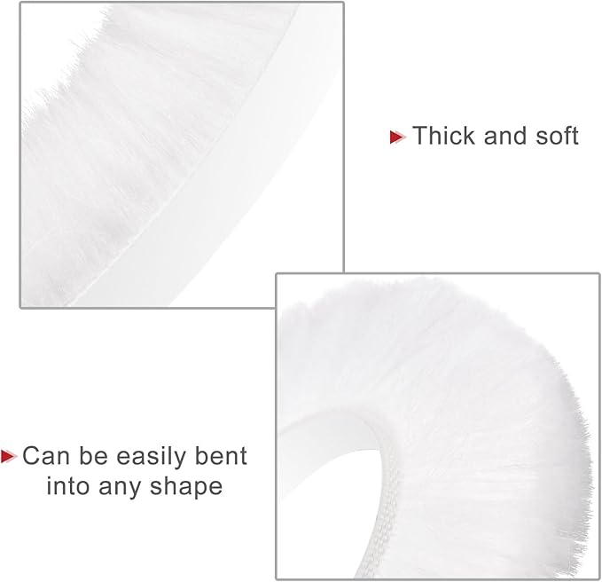 uxcell Weather Stripping Brush, 10ft L x 0.35" W x 0.9" H Self-Adhesive Seal Weatherstrip Sweep Brush White for Door Window
