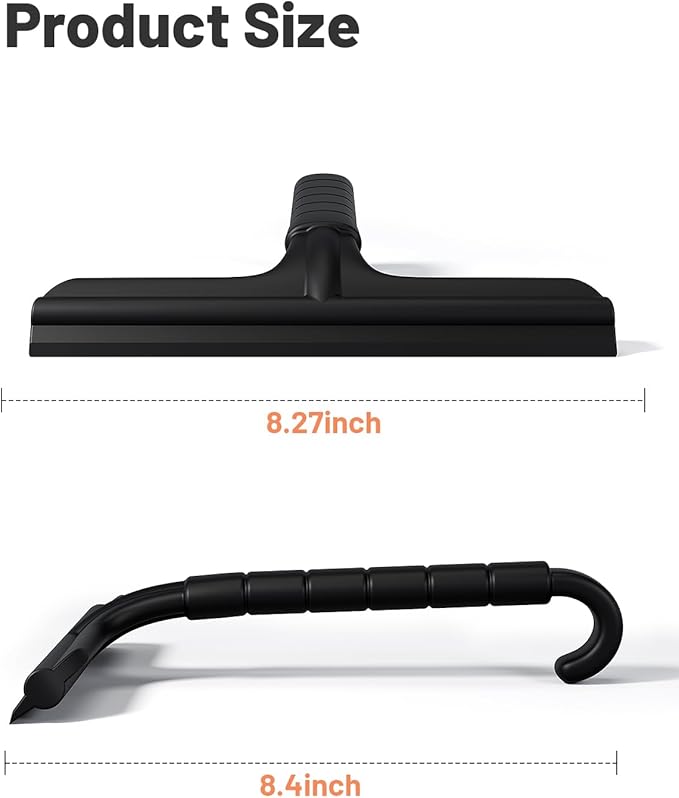 Silicone Shower Squeegee with Hook,Dual-Sided Design with Scraper & Scrub Surface, Shower Squeegee for Glass Doors (Dark)