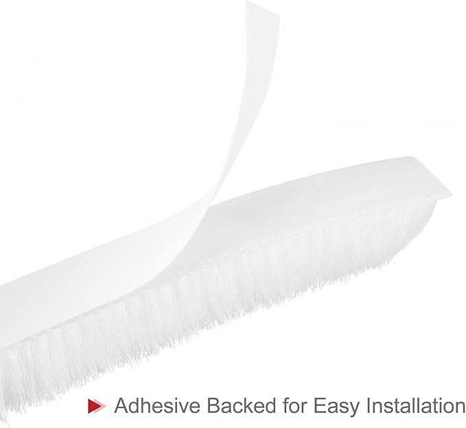 uxcell Weather Stripping Brush, 26ft L x 0.35" W x 0.35" H Self-Adhesive Seal Weatherstrip Sweep Brush White for Door Window