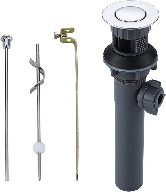 Bathroom Sink Drain with Lift Rod, ARCORA Sink Drain with Overflow, Chrome Drain Stopper for Vessel Sink