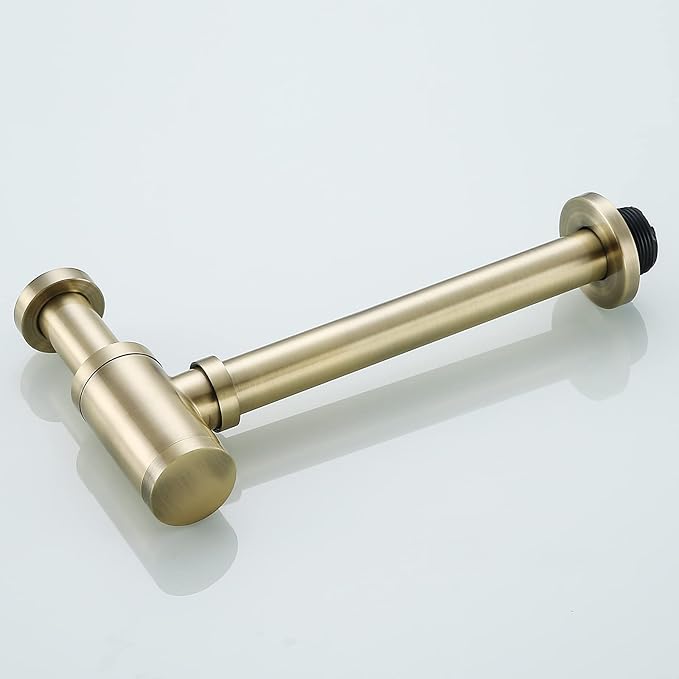 RANDOM Brass Contemporary Round Bottle P Trap 1 1/4,Basin Sink Waste Drain P Trap Kit (Antique) 83888A.