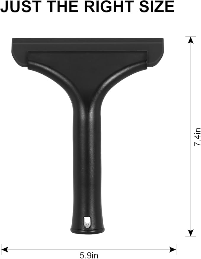SetSail Shower Squeegee for Glass Doors Small Squeegee for Shower Glass Door Mini Silicone Windshield Squeegee for Car Window, All Black