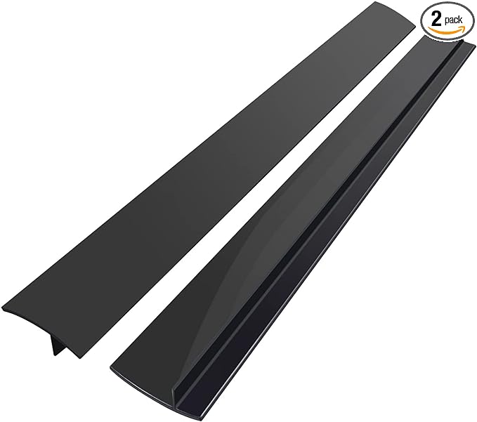 Silicone Stove Counter Gap Cover (2 Pack),Easy Clean Heat Resistant Wide & Long Kitchen Stove Gap Filler,Seals Spills Between Counters, Oven, Stovetops, Washing Machines, Washer, Dryer(30 in, Black)