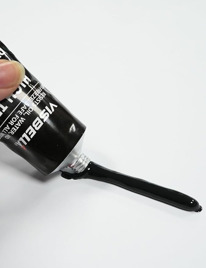 Visbella High Temperature RTV Silicone Gasket Maker, Sealed Oil Resistant Waterproof Quick Dry Liquid for Bonding Internal Combustion, Steam Turbines, Automotive Engine Parts 3.7OZ (Black)