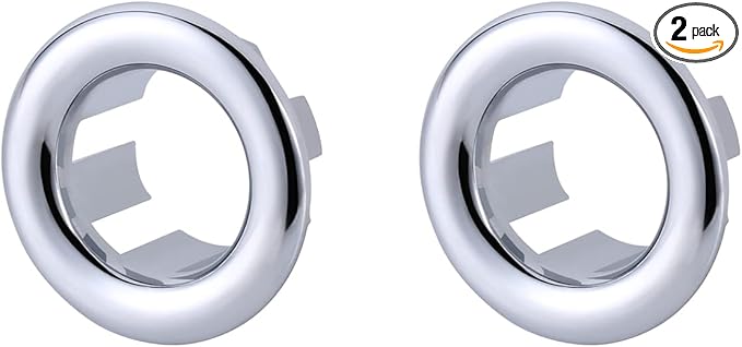 2 Pack Sink Overflow Ring, ARCORA Bathroom Kitchen Sink Basin Trim Overflow Cover Hole Insert Cap Chrome