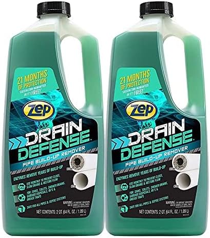 Zep Drain Defense Pipe Build-Up Remover - 64 oz (Case of 2) ZLDC648 - Professional Strength