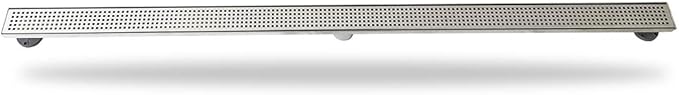 Neodrain 60-Inch Linear Shower Drain with Quadrato Pattern Grate, Professional Brushed 304 Stainless Steel Rectangle Shower Floor Drain Manufacturer, Linear Drain with Leveling Feet,Hair Strainer