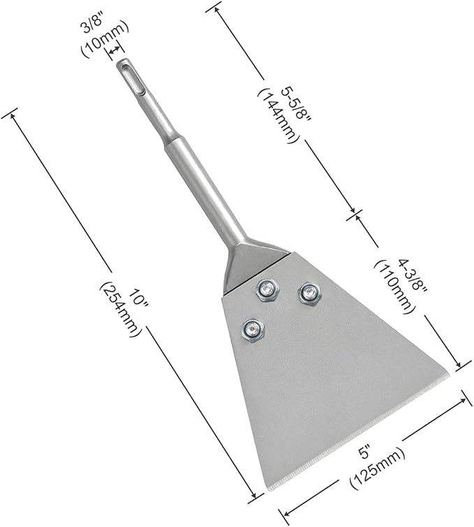 5 Inch Wide SDS-Plus Floor Scraper Tile Thinset Scaling Chisel SDS-Plus Shank Thinset Scraper Adhesives Remover Wall Scraper Fits SDS-Plus Rotary Hammers and Chipping Hammer Drills (5" x 10")