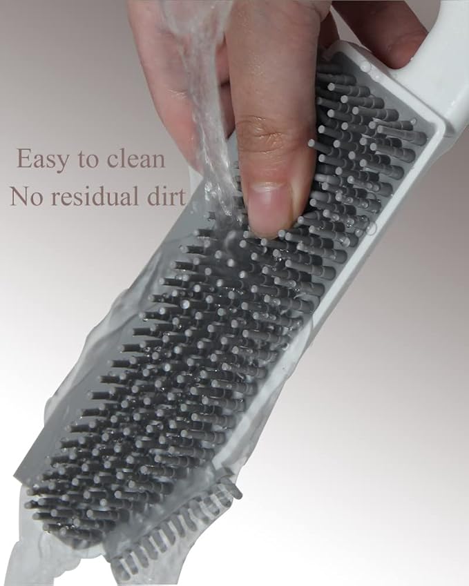 Multifunctional Cleaning Brush 2 Pcs Silicone Cleaning Brush Small Crevice Brush Scraper Brush Cleaner Kitchen Sink Squeegee Bathroom Countertop Floor Window Mirror Bathtub (White)