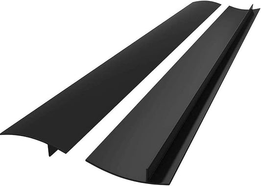 Silicone Gap Cover, (2 Pack) Silicone Gap Stopper Kitchen Stove Counter Gap Covers - Flexible Stove Space Fillers, Food Grade (25inches, Black)