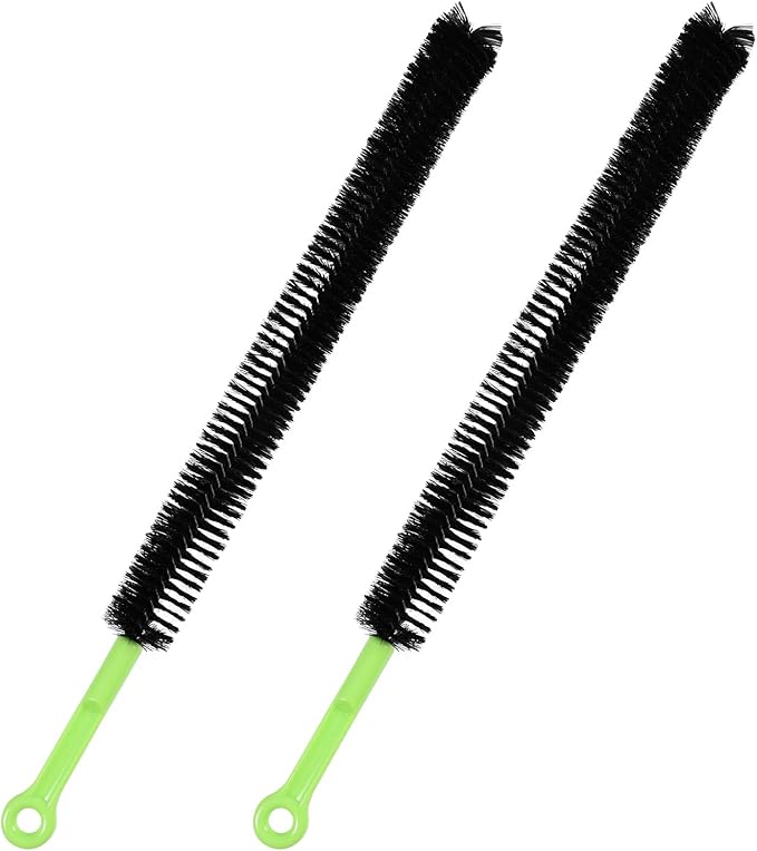 2pcs Sink Drain Brush, Bathroom Hair Clog Cleaner Nylon Stainless Steel Long Pipe Cleaners Dryer Lint Vent 17in Flexible Long Cleaning Brush for Toilet Floor Drain Kitchen Sewer Drain