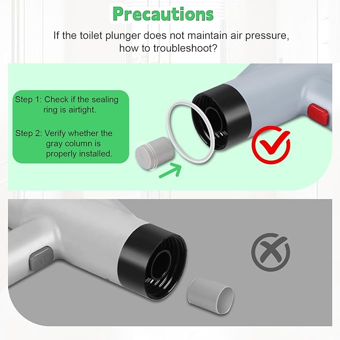 High Pressure Toilet Plunger, Toilet Snake Air Drain Blaster with Real -Time Barometer, Heavy Duty Drain Clog Remover for Bathroom, Floor, Shower, Kitchen Clogged (Gery-Manual)