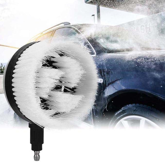 White Drill Scrub Brush Car Pressure Washer Rotating Brush With Soft Surface For Cleaning Painted Vehicles Boats Flat Window Glass Stucco, Power Tool Accessories
